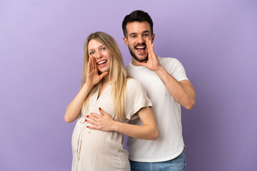 Young couple pregnant and shouting