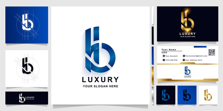 Letter KHB or HB monogram logo template with business card design