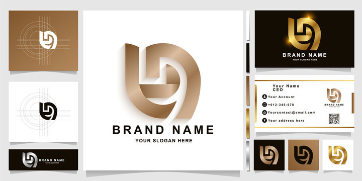 Letter tn or U9 monogram logo template with business card design