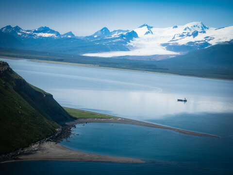 Aerial Photo, Hallo Bay on approach by floatplane, Katmai National Park and Preserve, Alaska