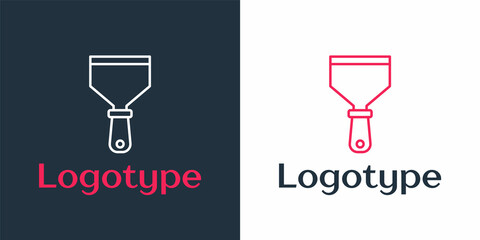 Logotype line Putty knife icon isolated on white background. Spatula repair tool. Spackling or paint instruments. Logo design template element. Vector