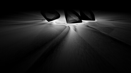 Caustic light from white diamond refraction in a dark table (3D Rendering)