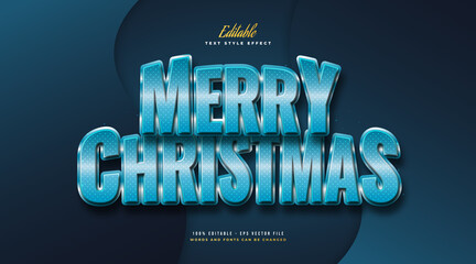 Merry Christmas Text in Blue Style with 3D Effect. Editable Text Style Effect