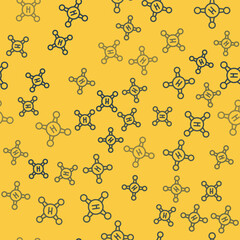 Blue line Water tap icon isolated seamless pattern on yellow background. Vector