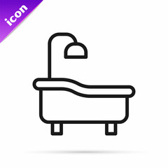 Black line Bathtub icon isolated on white background. Vector