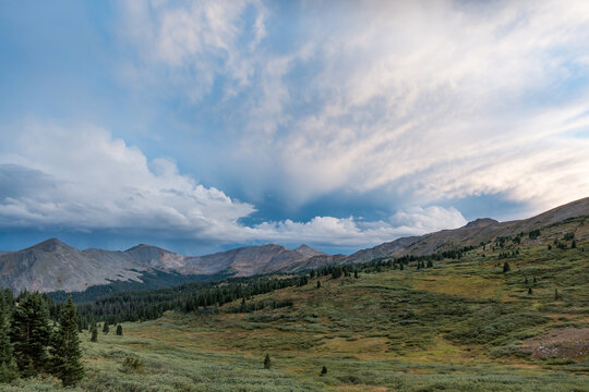 Dramatic gray cloud landscape of Colorado Alpine 