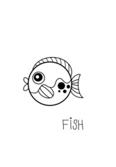 Fish template for coloring on a white background