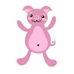 Cartoon pig on white background 