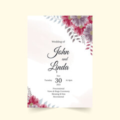 Beautiful watercolor floral wedding invitaion card