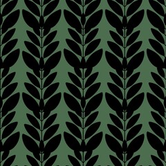 Seamless floral pattern with leaves on trend green background 
