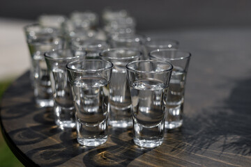 Set of small vodka glasses.