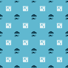 Set Car rental and Online real estate on seamless pattern. Vector