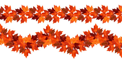 Border of autumn maple branches. Vector border for cozy autumn designs, cafes, menus, banner ad