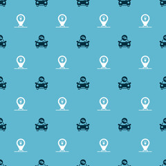 Set Eco car and Charging parking electric on seamless pattern. Vector
