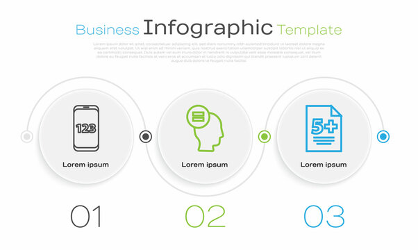 Set Line Book With Word Mathematics, Test Or Exam Sheet And Calculator. Business Infographic Template. Vector