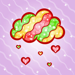 Christmas love cloud sticker drawing
