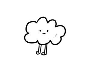 a doodle illustration of a cloud character. a part of the hand-drawn drawing of funny characters for an avatar, sticker, coloring, etc.