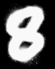 the 8 is written using a sprayed ink in a white color. the number of illustrations on a black background to create a poster, street design, etc.