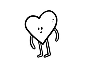 a doodle illustration of a heart character. a part of the hand-drawn drawing of funny characters for an avatar, sticker, coloring, etc.