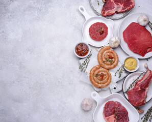 Assortment of various types of meat
