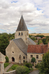 Fototapeta na wymiar Centre - Loiret - Yèvre le Chatel - Vue sur le clocher de l'église Saint-Gault