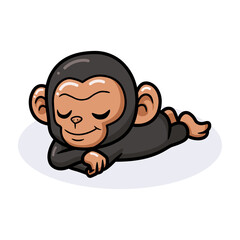 Cute baby chimpanzee cartoon sleeping