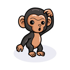 Cute baby chimpanzee cartoon thinking