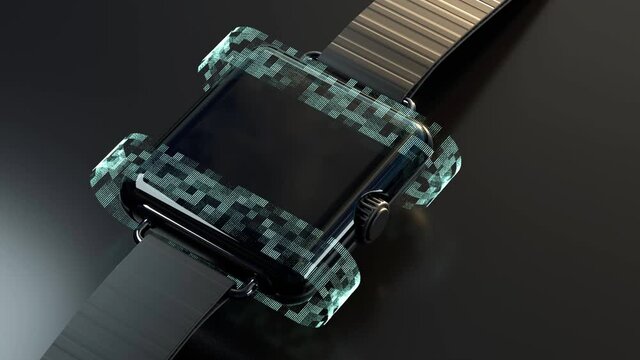 a smartwatch and a hologram (3d rendering)