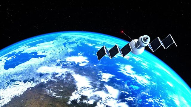 a satellite in orbit (3d rendering,this image elements furnished by NASA)