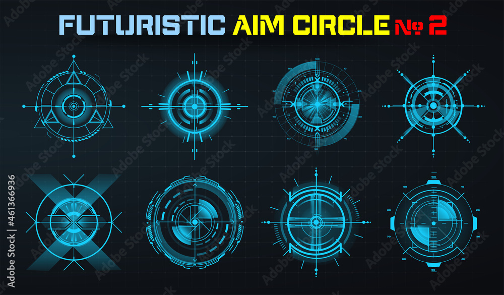 Leinwandbilder modern aiming system ui, ux, hud. futuristic optical aim target and hologram frames. military collim