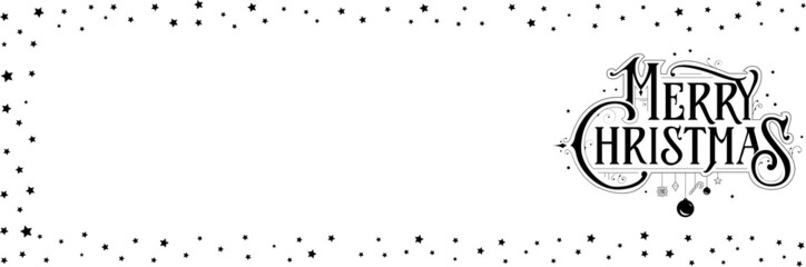Merry Christmas in black and white with stars