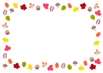 Autumn element concept graphic frame background. Collection illustration of autumn leaves, fallen leaves and berries.