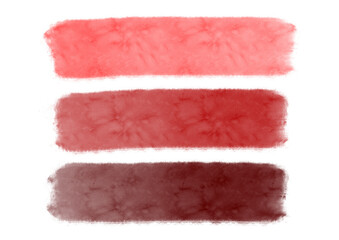 Paleta de color bermellón, rojo y burdeos. Mancha de maquillaje, muestra de sombra de ojos.