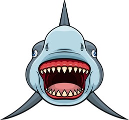 Cartoon shark with opened jaws