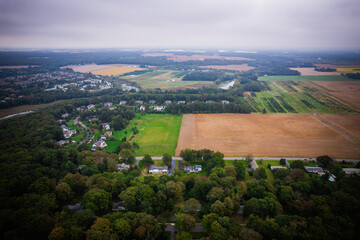 Naklejka premium Aerial Drone of Plainsboro Farmland in the Autumn