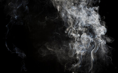 White fog or smoke collection on black background