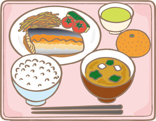 給食・学食・社食セット_サバ味噌定食/Japanese set meal