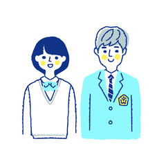 制服姿の男女