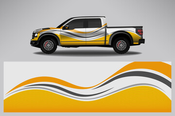 Fototapeta premium Wrap car vector design decal. Graphic abstract line racing background design for vehicle, race car, rally, adventure livery camouflage.