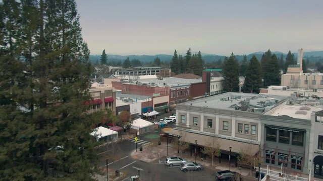 Aerial: Downtown Santa Rosa. Sonoma Country, California, USA
