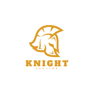 Knight Spartan Helmet Head Silhouette Icon Logo Design