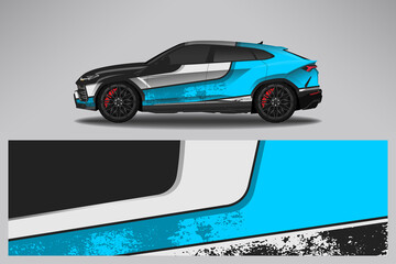 Wrap car vector design decal. Graphic abstract line racing background design for vehicle, race car, rally, adventure livery camouflage.