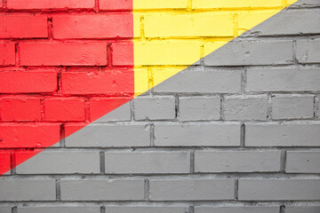 Colorful red, yellow and grey brick wall can be used as background - Powered by Adobe