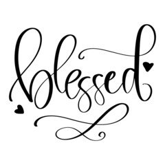 Blessed, graphic, vector, heart, thankful, calligraphy, text, font hand drawn, hand letter, drawing, illustration