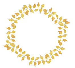 ゴールドの葉っぱのリース