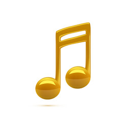 3d Golden Music Notes Vector isolated on white background