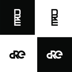 dre initial letter monogram logo design set