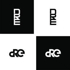 dre initial letter monogram logo design set