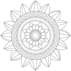 Leaf Flower Petal Coloring Mandala Art Simple Graphic Shape Vector Floral Oriental Outline Vintage Decorative Elements Pattern Illustration Islam Arabic Indian Turkish Mystic Religion Morals Lotus