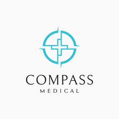 Modern Compass with Medical symbol, for Hospital and  Health Clinic logo design